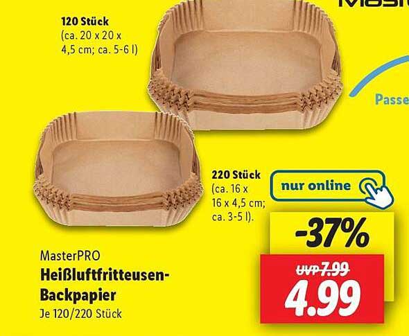 MasterPRO Heißluftfritteusen-Backpapier 120/220 Stück