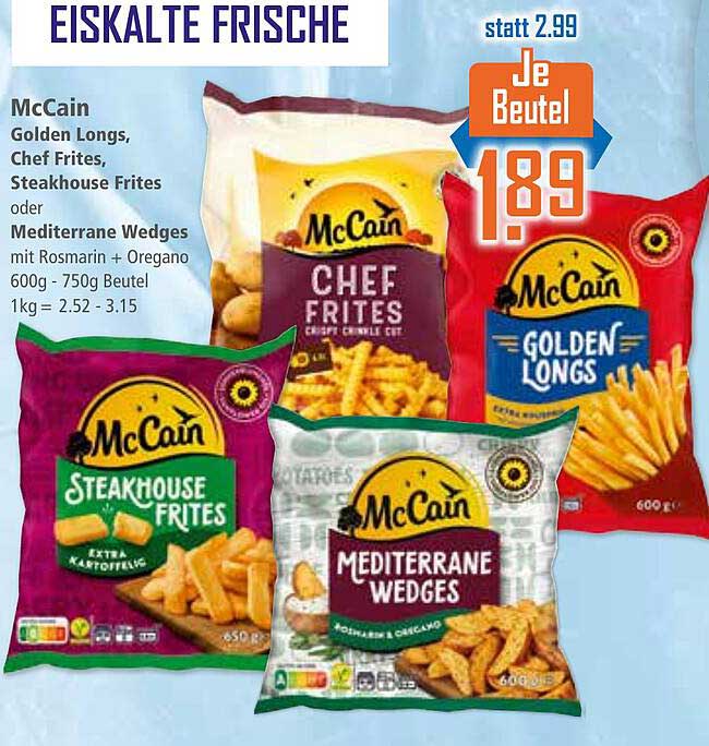 McCain Frites und Wedges - Je Beutel 1,89 statt 2,99