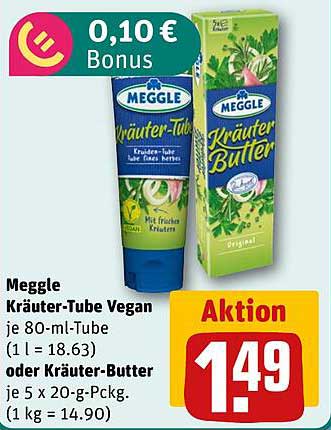 Meggle Kräuter-Tube Vegan je 80-ml-Tube oder Kräuter-Butter