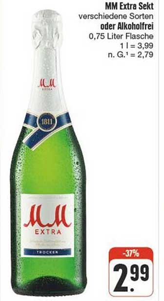 MM Extra Sekt verschiedene Sorten oder Alkoholfrei 0,75 Liter Flasche