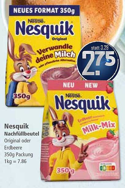Nesquik Nachfüllbeutel 350g - Original oder Erdbeere