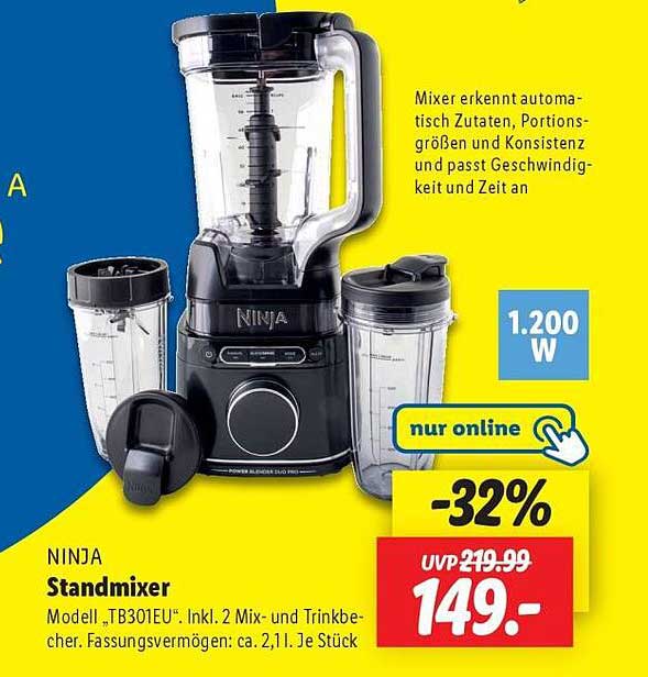 NINJA Standmixer Modell „TB301EU“ mit 2 Mix- und Trinkbehältern