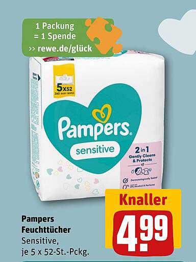 Pampers Feuchttücher Sensitive, je 5 x 52-St.-Pckg.