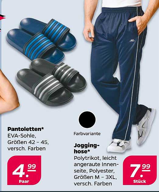 Pantoletten und Jogginghose