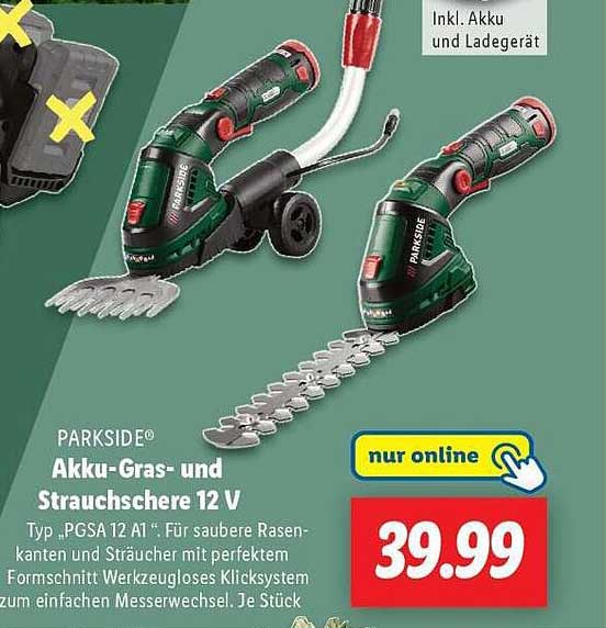PARKSIDE® Akku-Gras- und Strauchschere 12 V