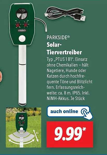 PARKSIDE® Solar-Tiervertreiber Typ „PTUS 1 B1“