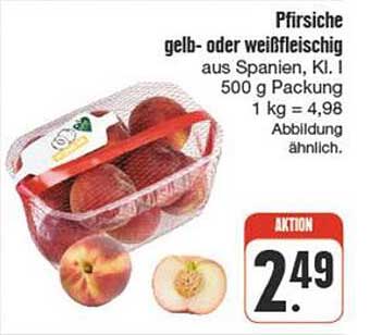 Pfirsiche gelb- oder weißfleischig aus Spanien, Kl. I 500 g