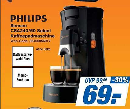 PHILIPS Senseo CSA240/60 Select Kaffeepadmaschine