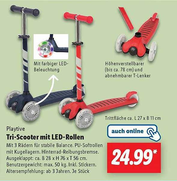 Playtime Tri-Scooter mit LED-Rollen