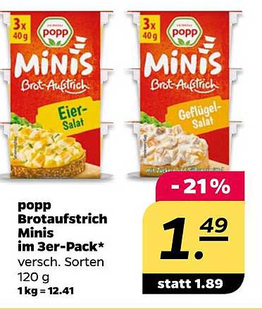 popp Brotaufstrich Minis im 3er-Pack
