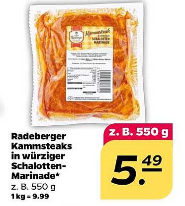 Radeberger Kammsteaks in würziger Schalotten-Marinade