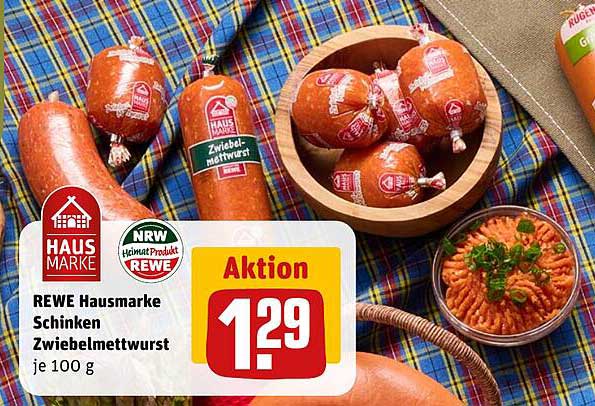 REWE Hausmarke Schinken ZwiebelmettWurst je 100 g