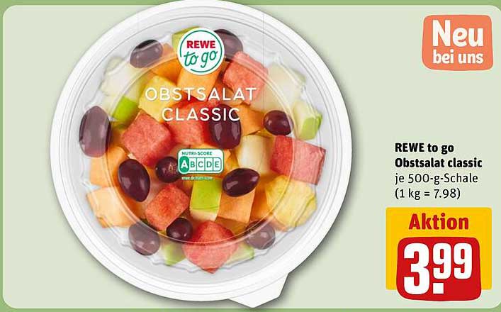 REWE to go Obstsalat classic je 500-g-Schale (1 kg = 7.98)