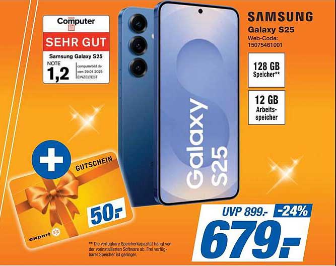 Samsung Galaxy S25 - 128 GB Speicher, 12 GB Arbeitsspeicher