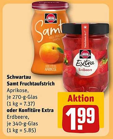Schwartau Samt Fruchtaufstrich Aprikose oder Konfitüre Extra Erdbeere