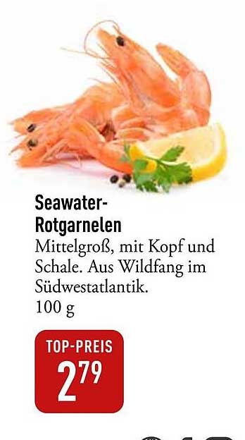 Seawater-Rotgarnelen mittelgroß, mit Kopf und Schale