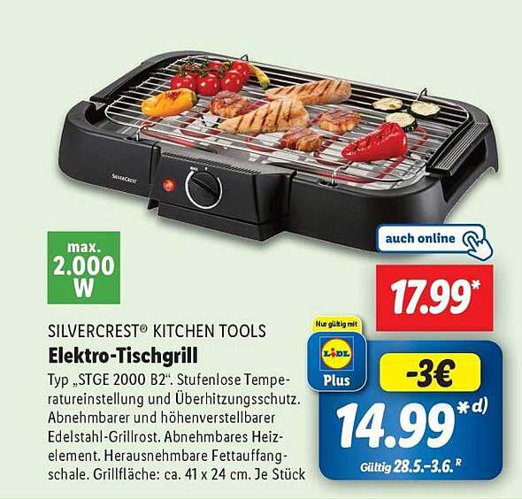 Silvercrest Elektro-Tischgrill STGE 2000 B2