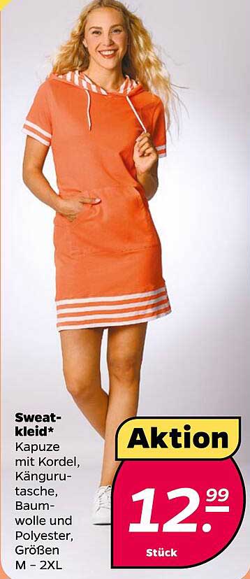 Sweatkleid mit Kapuze und Kängurutasche