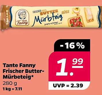 Tante Fanny Frischer Butter-Mürbeteig 280 g