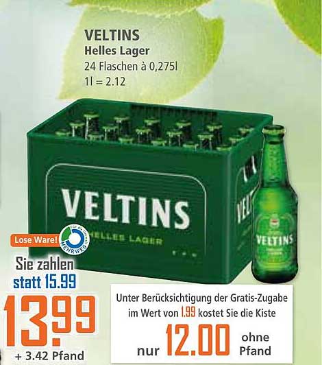 VELTINS Helles Lager - 24 Flaschen à 0,275l