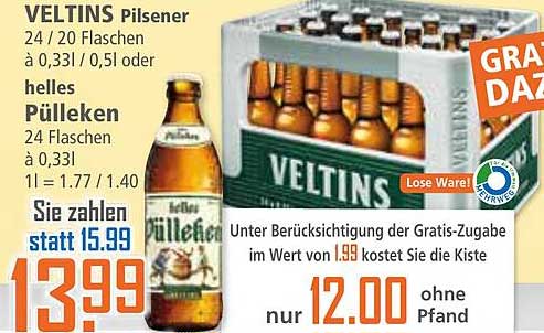 VELTINS Pilsener 24 Flaschen à 0,33l - jetzt im Angebot!