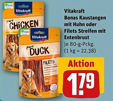 Vitakraft Bonas Kaustangen mit Huhn oder Filets Streifen mit Entenbrust 80 g