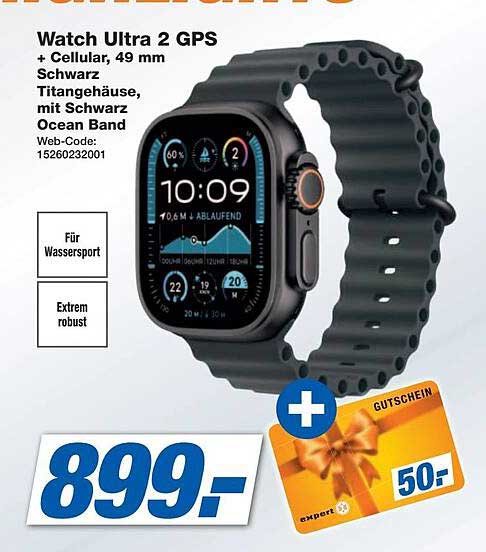 Watch Ultra 2 GPS + Cellular, 49 mm Schwarz mit Ocean Band