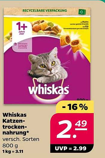 Whiskas Katzen-Trockenfutter 800 g - Verschiedene Sorten