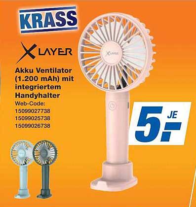 XLayer Akku Ventilator (1.200 mAh) mit integriertem Handyhalter