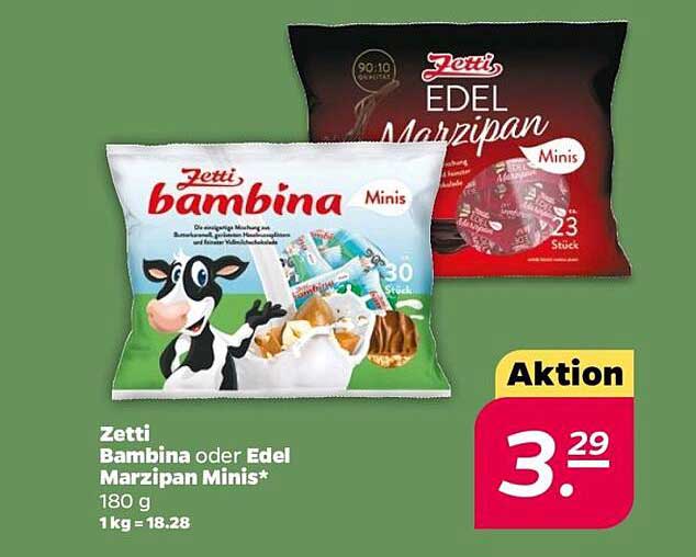 Zetti Bambina oder Edel Marzipan Minis 180 g für nur 3,29 €