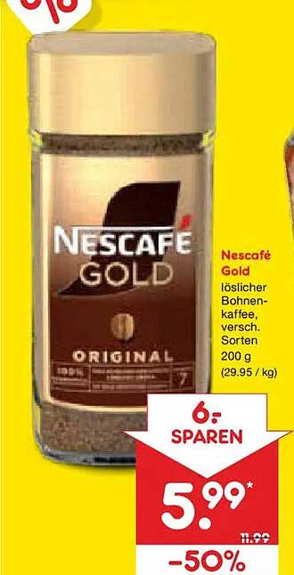 Nescafé Gold löslicher Bohnen-Kaffee, versch. Sorten, 200 g