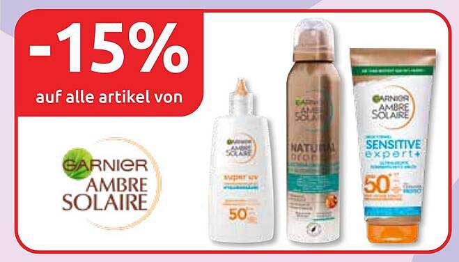 -15% auf alle Artikel von Garnier Ambre Solaire