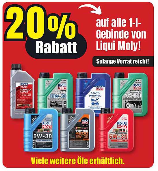20% Rabatt auf alle 1-l-Gebinde von Liqui Moly