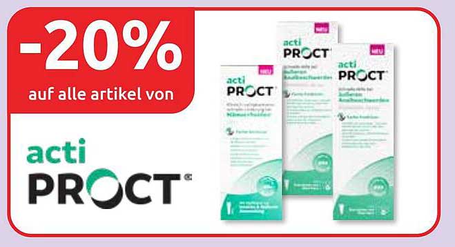 20% Rabatt auf alle Artikel von actiPROCT