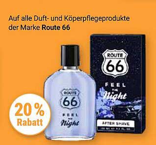 20 % Rabatt auf alle Duft- und Körperpflegeprodukte der Marke Route 66