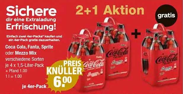 2+1 Aktion - Coca Cola, Fanta, Sprite oder Mezzo Mix