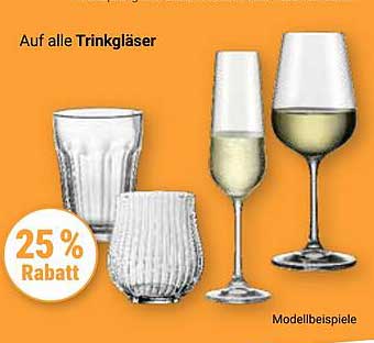 25 % Rabatt auf alle Trinkgläser