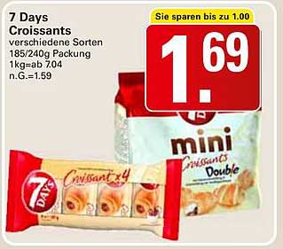 7 Days Croissants verschiedene Sorten 185/240g Packung