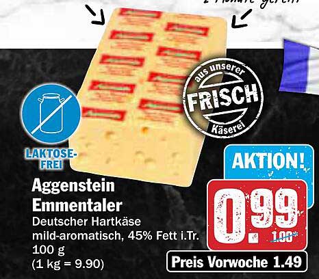 Aggstein Emmentaler - Deutscher Hartkäse, mild-aromatisch