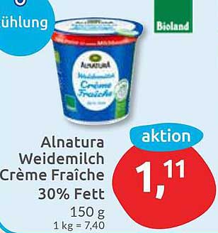 Alnatura Weidemilch Crème Fraîche 30% Fett 150 g