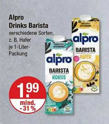 Alpro Drinks Barista - verschiedene Sorten, z. B. Hafer 1-Liter-Packung