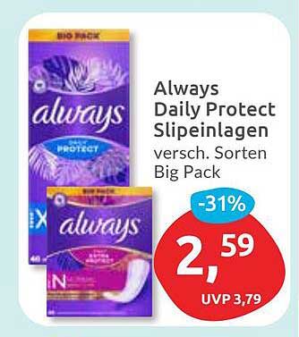 Always Daily Protect Slipeinlagen Big Pack - Verschiedene Sorten