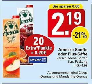 Amecke Sanfte oder Plus-Säfte 1L Packung