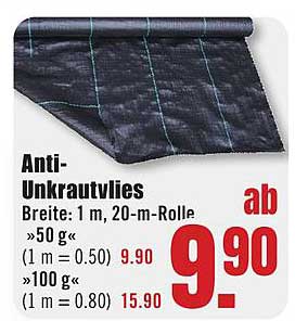 Anti-Unkrautvlies 1 m, 20-m-Rolle