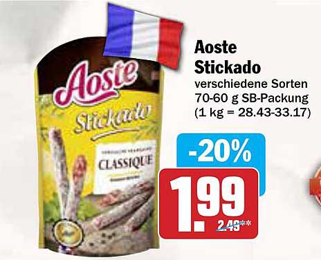 Aoste Stickado verschiedene Sorten 70-60 g SB-Packung