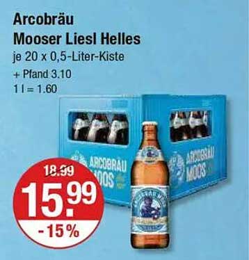 Arcobräu Mooser Liesl Helles je 20 x 0,5-Liter-Kiste