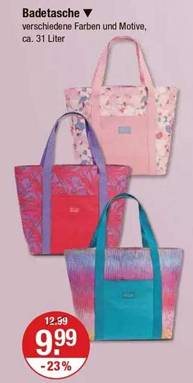 Badetasche - verschiedene Farben und Motive, ca. 31 Liter