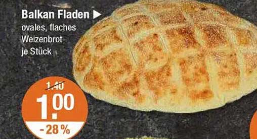 Balkan Fladen – ovales, flaches Weizenbrot je Stück