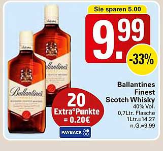 Ballantines Finest Scotch Whisky 0,7L Flasche