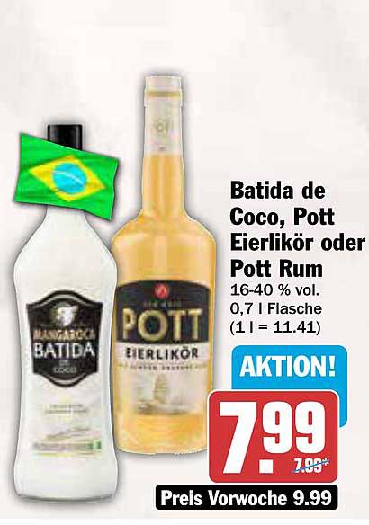Batida de Coco, Pott Eierlikör oder Pott Rum 0,7 l